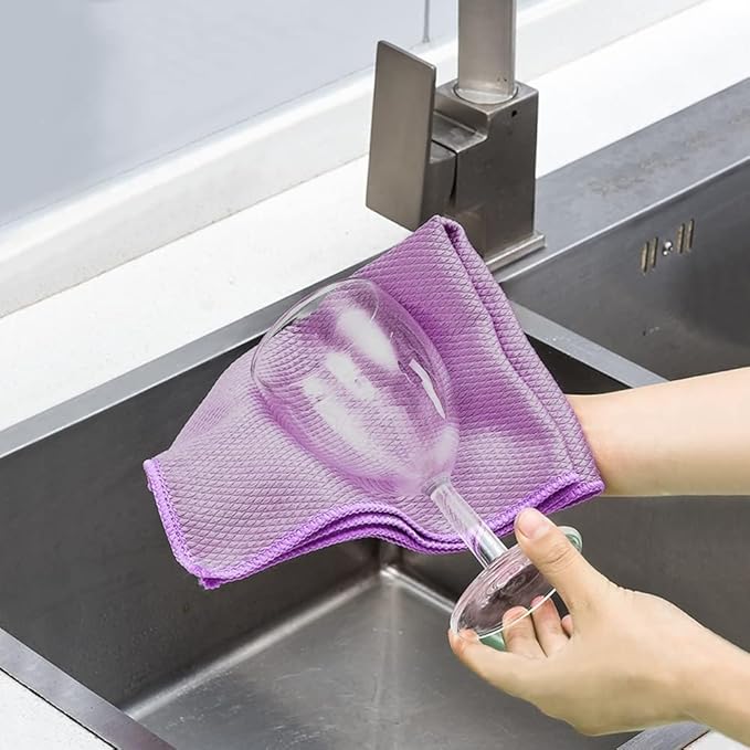SINLAND Microfiber Glass Cleaning Cloth, Lint Free Cleaning Cloths