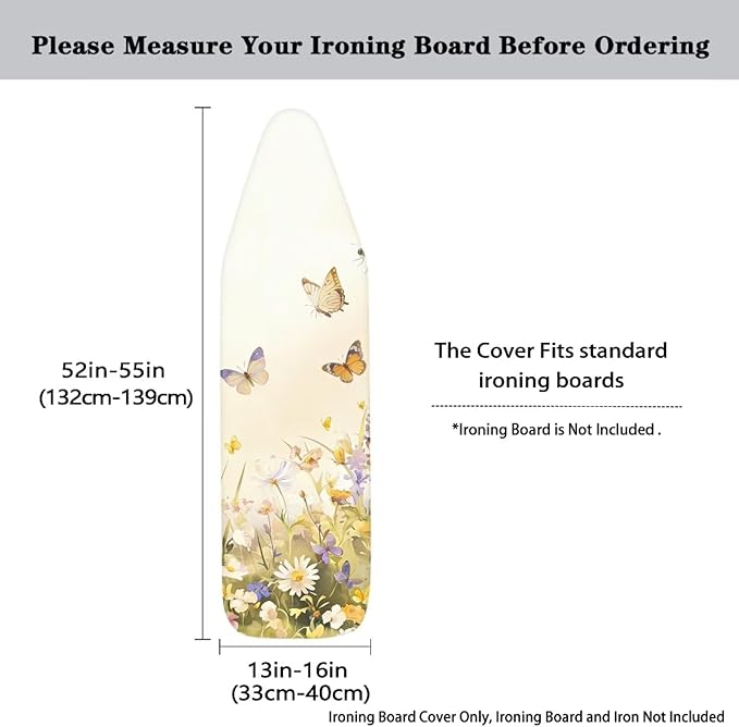Ironing Board Cover with Elastic Edge Butterfly Standard Size Portable Iron Pad