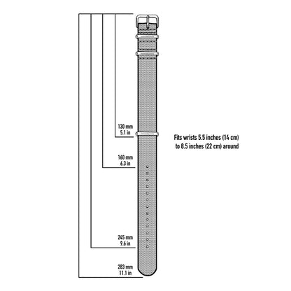 Archer Watch Straps - Classic Nylon NATO Watch Bands (Black/Gray, 20mm)
