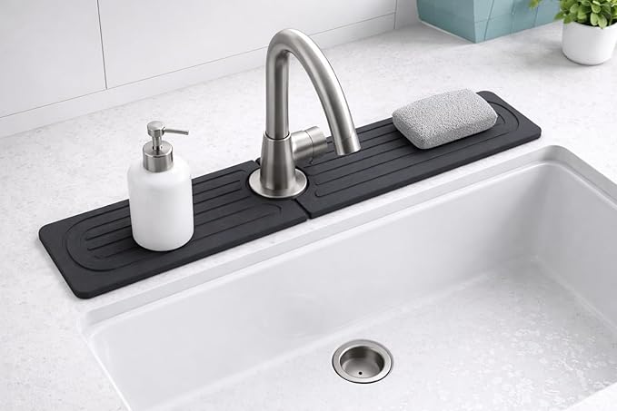 Diatomite Faucet Mat for Kitchen Sink, Fast Dry Stone Sink Splash Guard