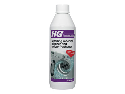 HG Washing Machine Cleaner & Odour Freshener, Washer Cleaning Service Liquid Deodouriser & Descaler, Cleans & Removes Unpleasant Smells, Heavy Duty Professional Formula – 550g (657055106)