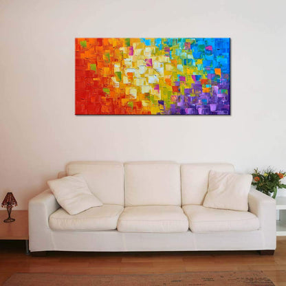 Seekland Art Hand Painted Texture Oil Painting on Canvas Abstract Wall Art Deco Contemporary Artwork Framed Ready to Hang 40x20 inch