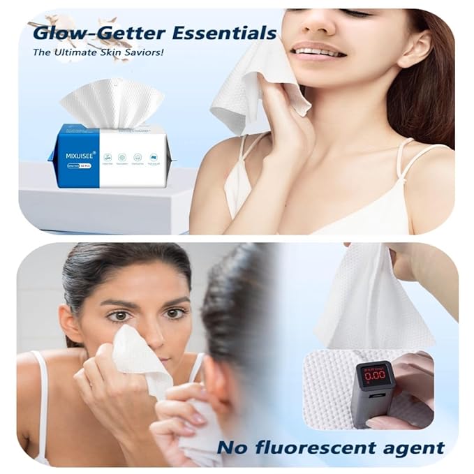 Disposable face towel, MIXUISEE thick and soft face towels, 100% cotton face