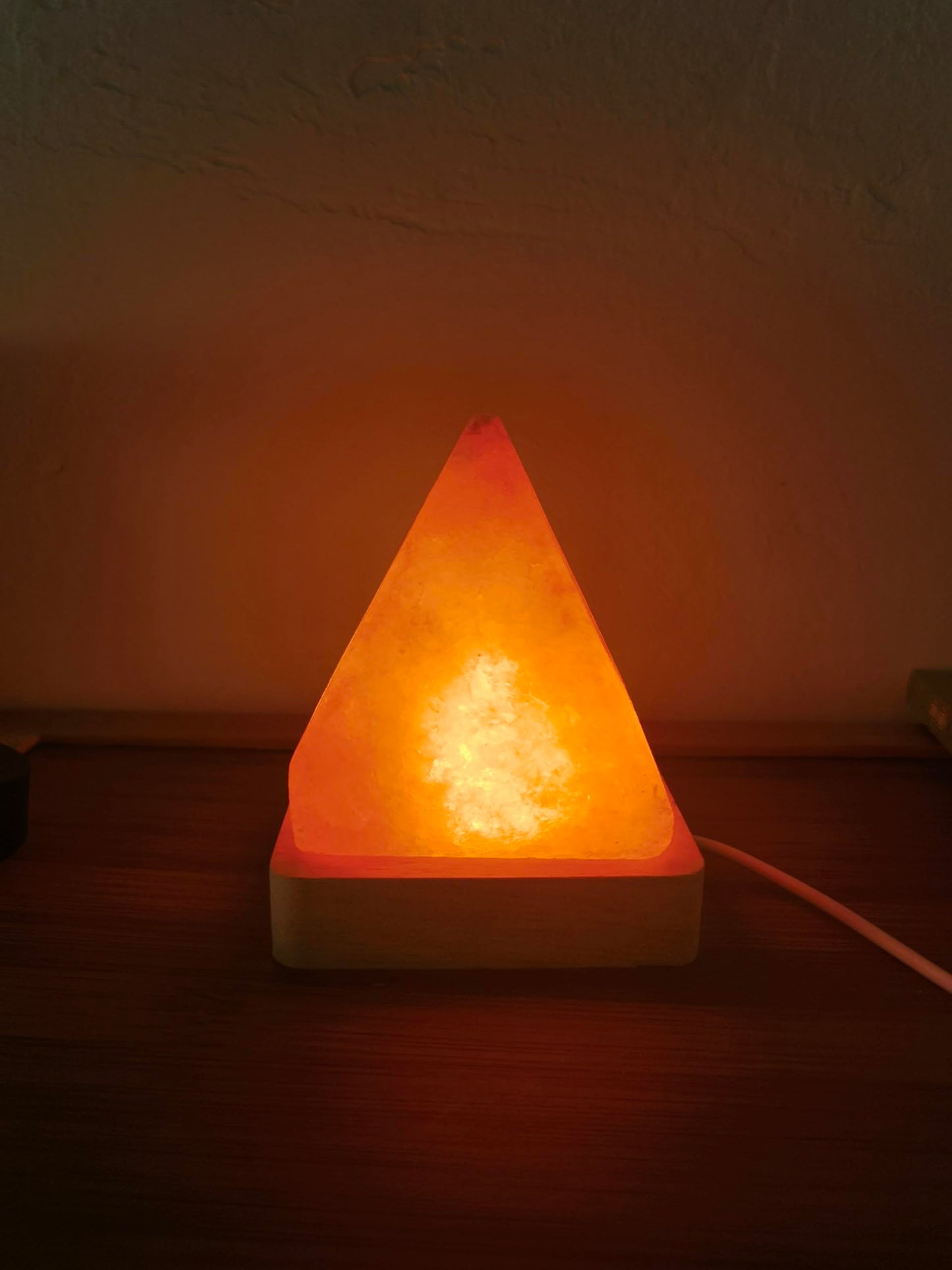 YZYOE USB Rainbow Gradient Himalayan Salt lamp, Solid Wood Base Atmosphere Decoration Pyramids Salt Light with Remote Control, Natural Crystal Stone Bedside Night lamp, Handmade Crafts.