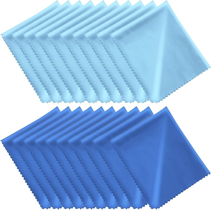 Microfiber Cleaning Cloths 20 Pack in Individual Vinyl Pouch, CKANDAY Glasses