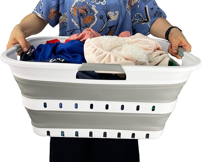 SAMMART 42L Collapsible Plastic Laundry Basket