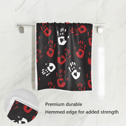 Pfrewn Halloween Red Bloody Hands Towels Hand Bathroom Towels 16x30 in Black Scary Bloody Zombie Hand Soft Absorbent Small Bath Towel Kitchen Dish Guest Towel Fall Autumn Halloween Day Decor Gifts