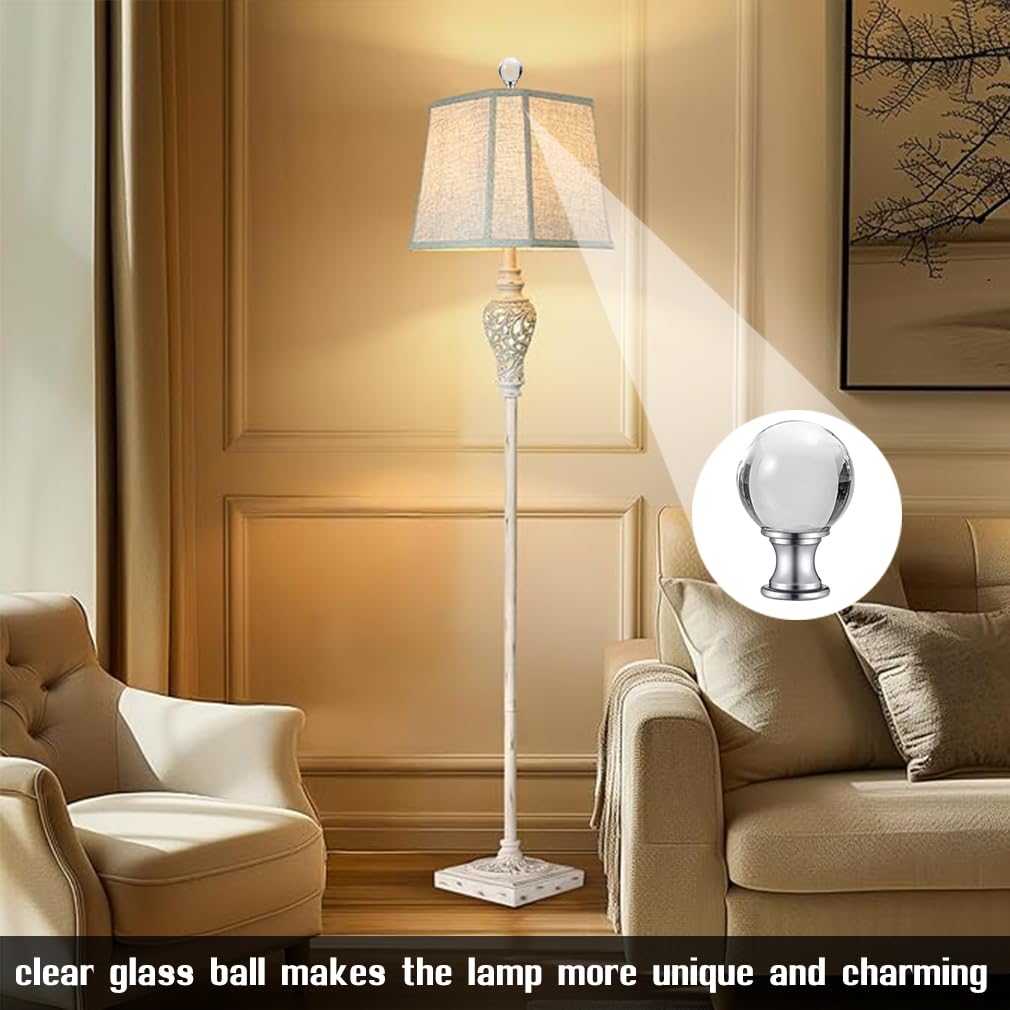Akahttbn 2 Pack Lamp Finials Glass Crystal Ball, Lamp Finials Decorative for Table Lamps, Floor Lamps, Lamp knob Replacement