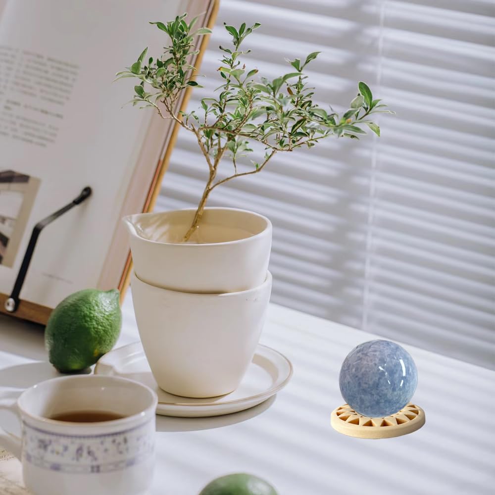 TQFXGLL 36 Pcs Refined Sphere Stand Wood, 3 Size Crystal Ball Stands for Home Decor Egg Rocks Holder
