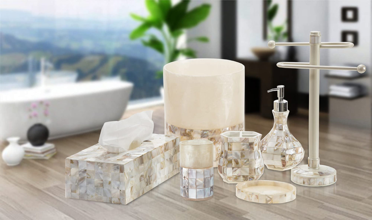 Milano Soap Dish for Bathroom - Decorative Dry Bar Holder Finished in Beautiful Mother of Pearl - Durable Resin Design - Best Dishes for Sink/Bath/Shower/Bathtub Decor