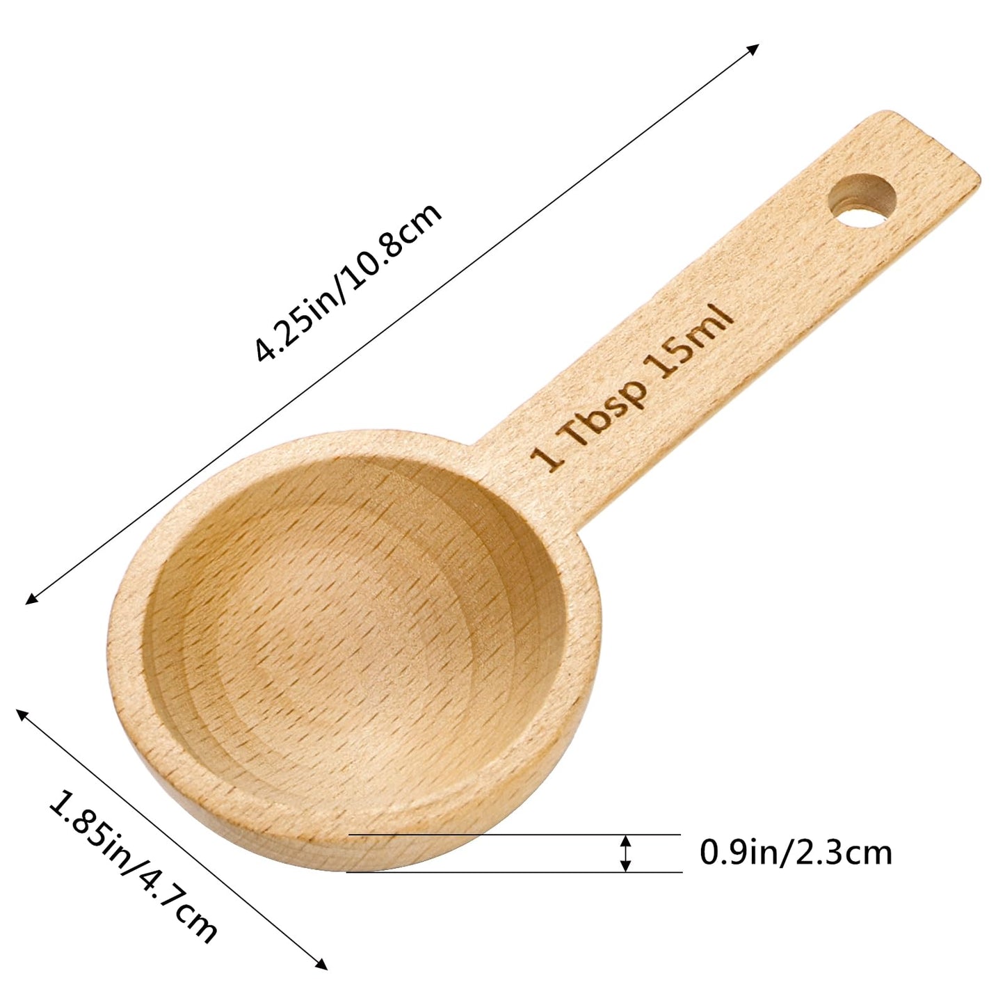 Tebery 8 Pack Wood Measuring Scoops for Canister, 1 Tablespoon Beech Coffee Scoop Measuring Spoons for Coffee Beans, Ground Coffee, Protein Powder, Spices, Tea and Bath Salt