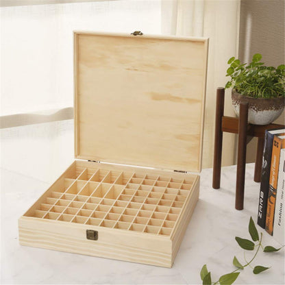 VolksRose Essential Oil Storage Wooden Box, 85 Slots for 5-15ml Essential Oil Roller Bottles, Carrying Case Display Large Organizer Gift Box Container for Travel, Presentation, Nail Polish, Makeup