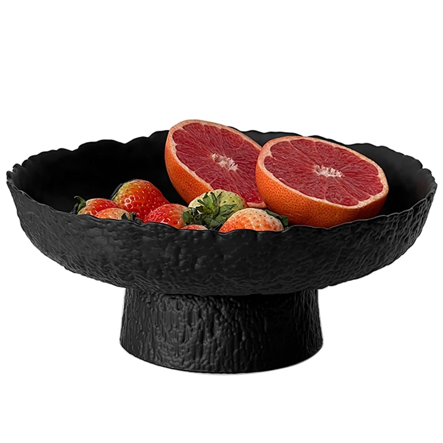 BZCWHWY Glass Fruit Bowl for Kitchen Counter, Black Pedestal Bowl, Large Footed Serving Bowl, Decorative Bowls for Centerpiece Home Decor, Modern Fruit Holder (Large 10.4 Inch)