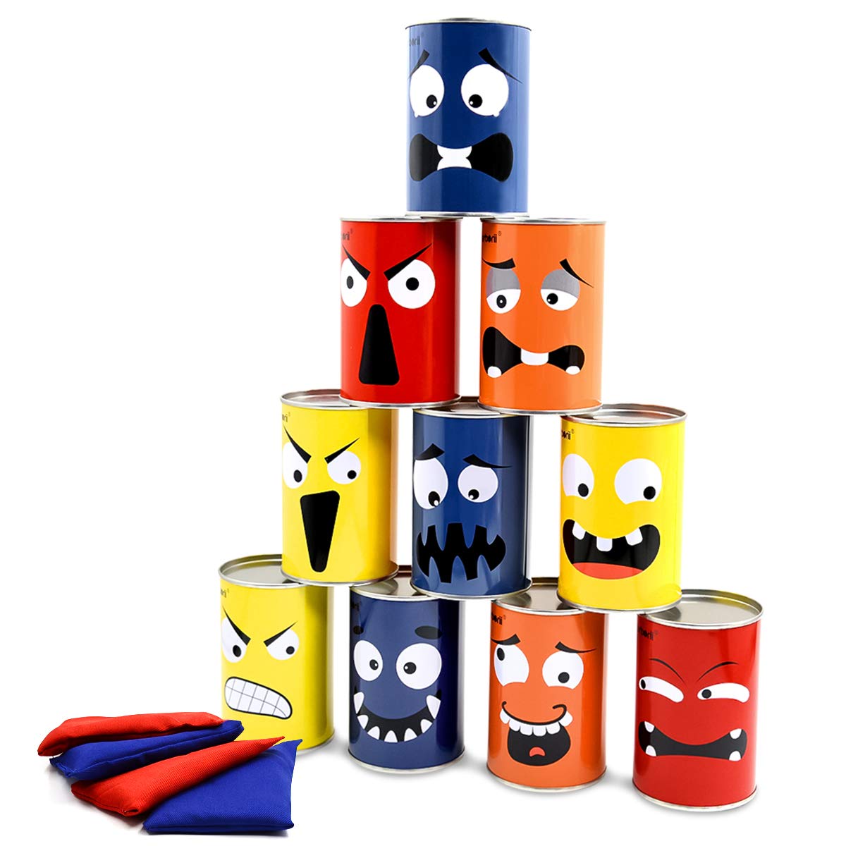 Harborii Halloween Bean Bag Toss Game for Kids & Family, Carnival Party Game with 10 Funny Face Cans & 4 Bean Bags