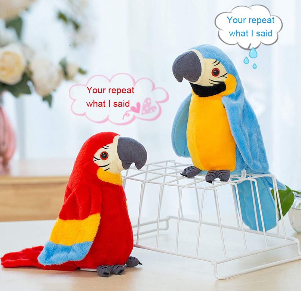 Kids Cutiest Talking Parrot Toy Mimicry Pet Speaking Plush Toy Repeat What You Say Waving Wings Electronic Record Bird Toy Stuffed Animal Interactive Sensory Educational Toy Birthday Xmas Gift