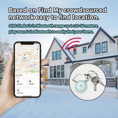 Swissdigital Design Bluetooth Locator Keychain | 4 Pack| - Works with Apple Find My - Sound and Light Notification for Luggage, Keys and Personal Items - Glacier Green (SD9507FP4)