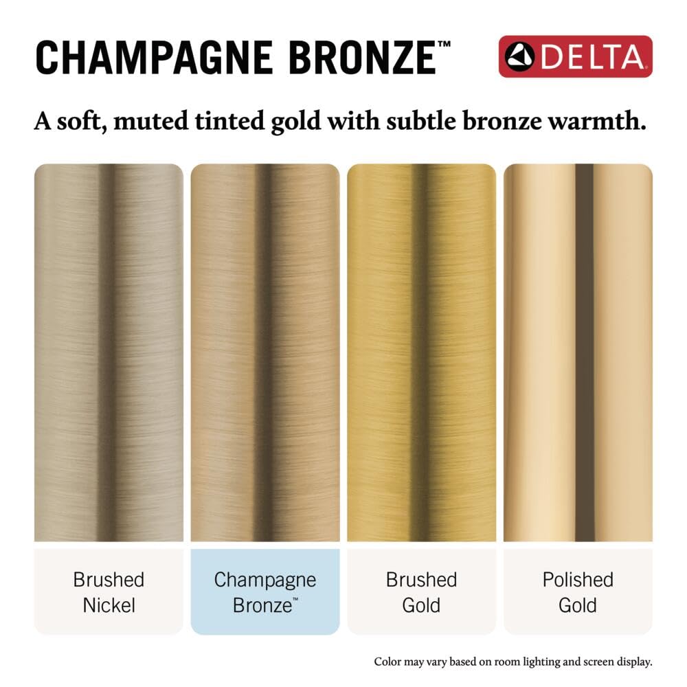 Delta Nicoli 14 Series Brushed Gold Bathtub Shower Faucet Set with Handheld Shower Head, Valve Trim Kit, Champagne Bronze 144749-CZ-HS (Valve Included)