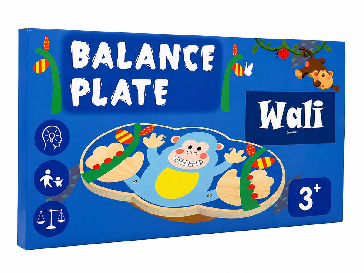 Wooden Balance Board Toy for Kids, Monkey Theme Balancing Game, Montessori Educational Toy, Active Play & Exercise
