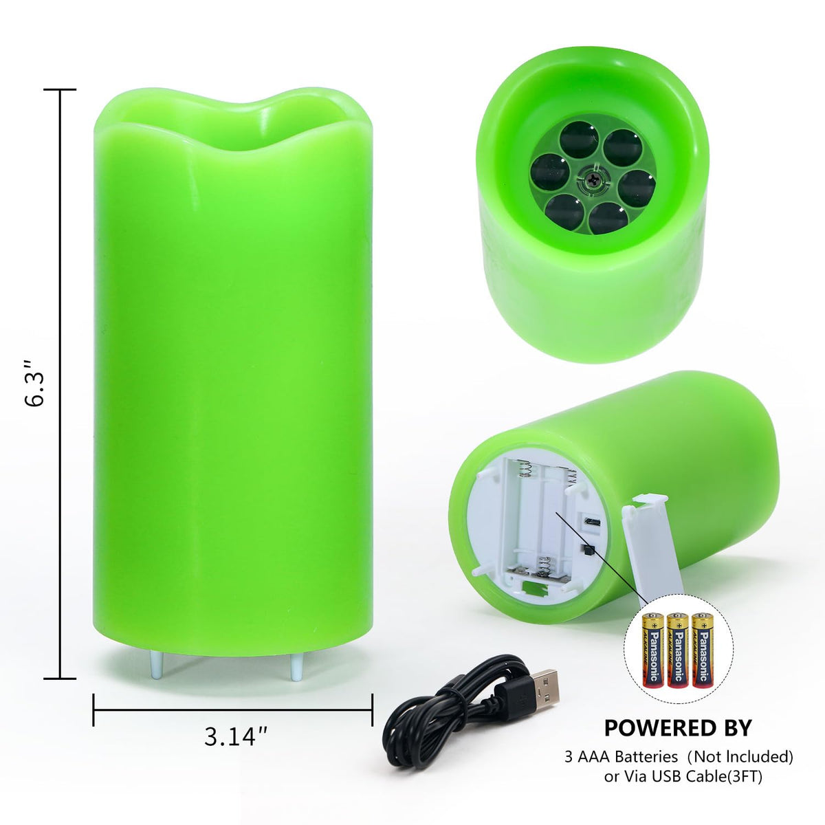 XingsLight St Patricks Day Decorations Flameless Candles with Lucky Clover Projector, Green LED Candle with Remote and Timer,2 Pack