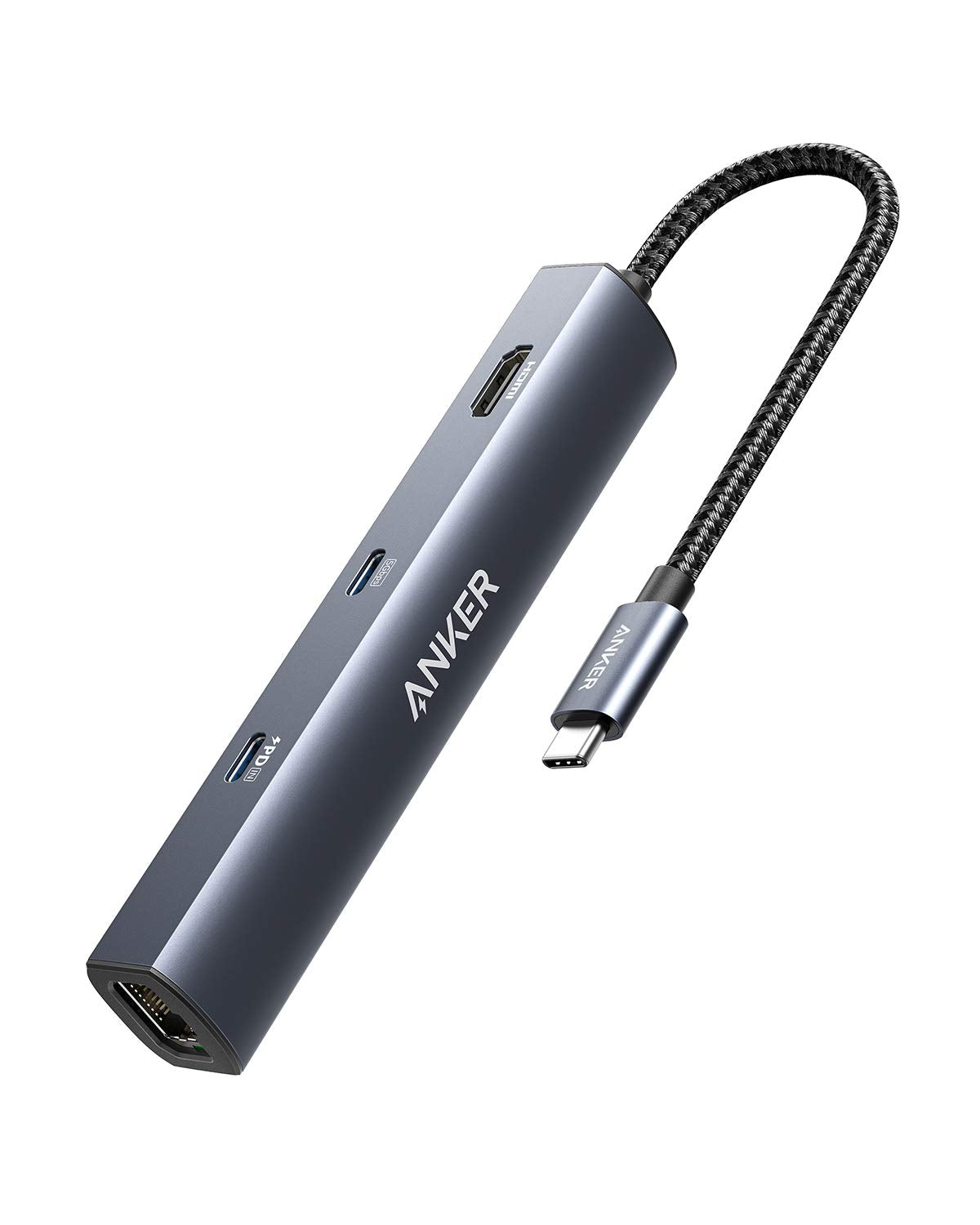 Anker USB C Hub, PowerExpand 6-in-1 PD Ethernet Hub with 65W Power Delivery, 4K HDMI, 1Gbps Ethernet, USB-C Data Port, 2 USB 3.0 Data Ports, for MacBook Pro, MacBook Air, iPad Pro, XPS, and More