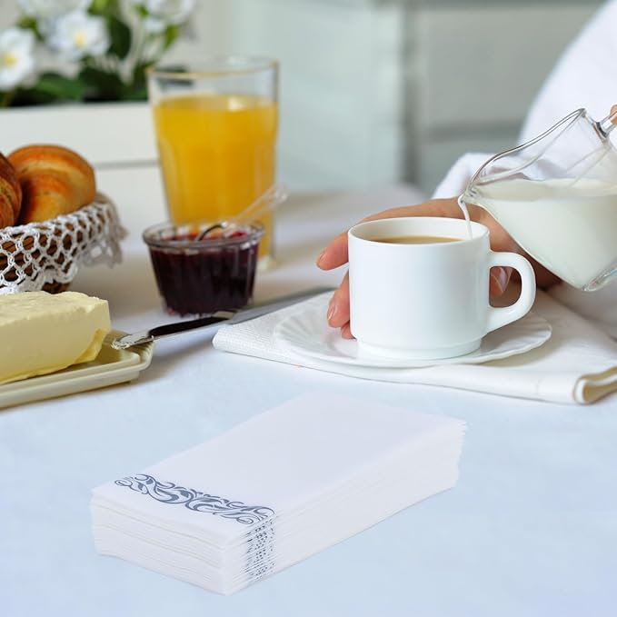JOLLY CHEF 100 Disposable Hand Towels, Soft and Absorbent Linen Feel Dinner