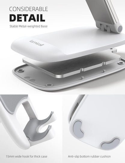 Lamicall White Cellphone Stand, Xmax Gift for Men Women Mother Father Girls Boys Coworkers, Desk Accessories, Telephone Stands, Workspace Organizersf, Gifts for Christmas