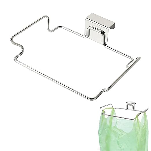 Trash Bag Holder, Stainless Steel Garbage Bag Holder Portable Under Sink Bag