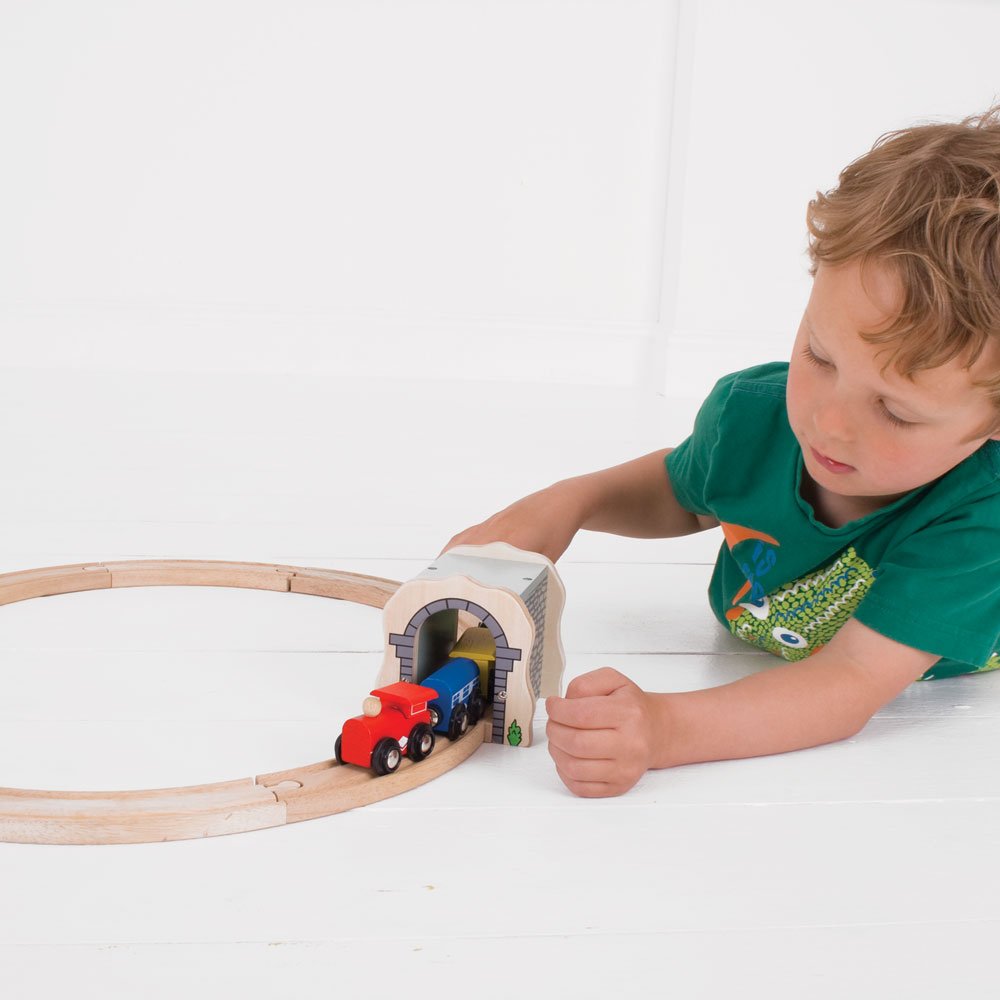 Bigjigs Rail Grey Stone Tunnel, Wooden Train Track Accessories, For Kids