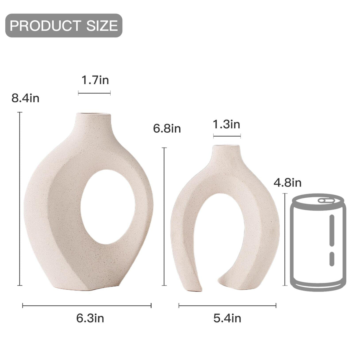 Levvohd Hollow Ceramic Vase Set of 2, Modern Nordic Minimalist Book Style Boho Aesthetic Vases for Home Decor Living Room Shelf Entryway Coffee Centerpiece Table Decorative (Cream White)