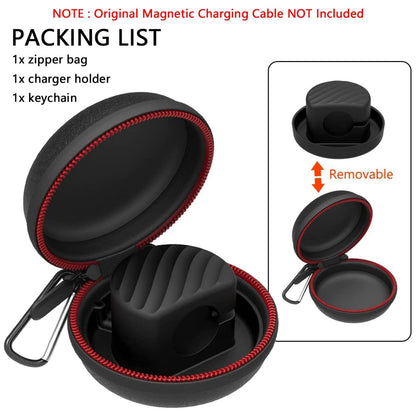 HALLEAST Compatible with for Apple Watch Charger Stand Holder, Charging Station EVA Hard Protective Case for iWatch Series 11 10 9 8 7 6 5 4 3 2 1 SE SE2 SE3 42 44 45 46, No Charger, Black