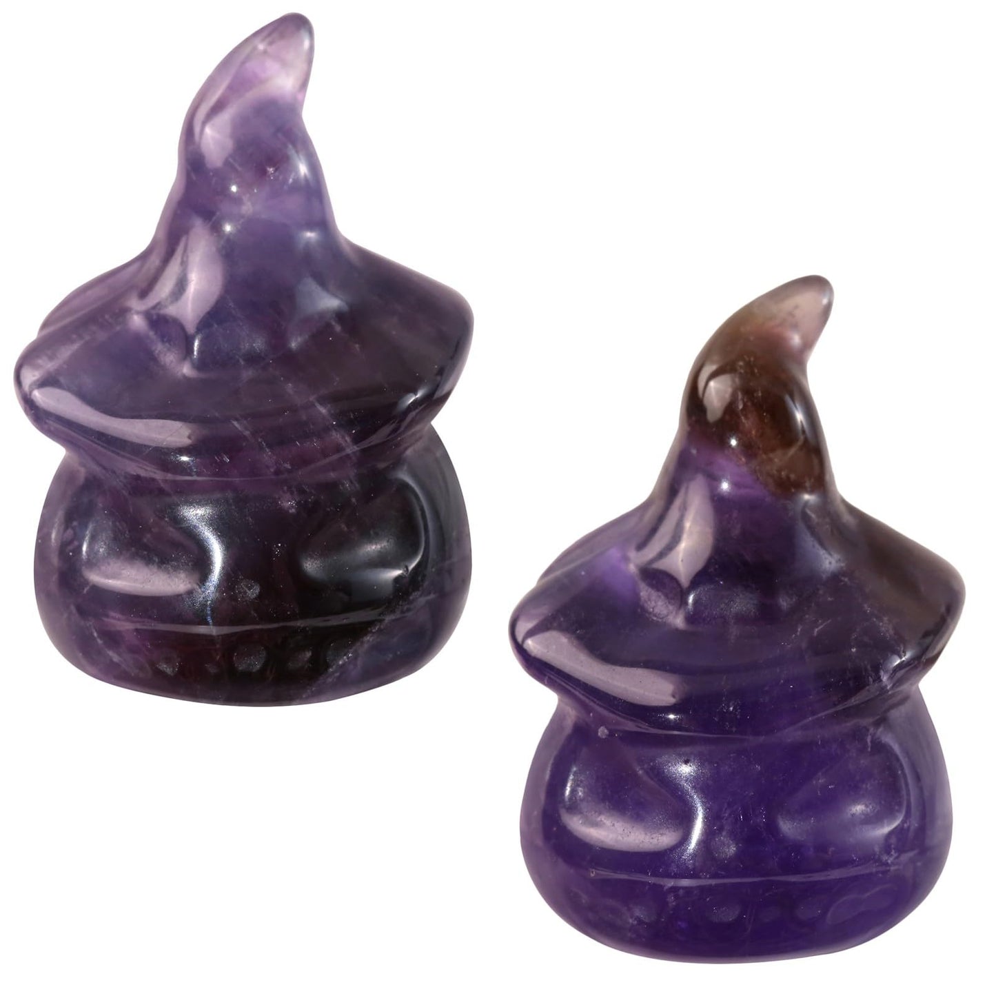 TUMBEELLUWA Pack of 2 Halloween Pumpkin Head Crystal Figurine Carved Ghost Face Statue Collectible Sculpture for Party Home Mantel Decor, Amethyst
