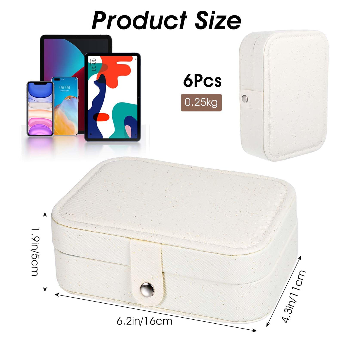 6 Pcs Travel Jewelry Box, PU Leather Mini Travel Jewelry Organizer for Women Girls, Double Layer Portable Small Ring Case, Display Storage Holder Boxes for Stud Earrings, Rings, Necklaces, Bracelets (
