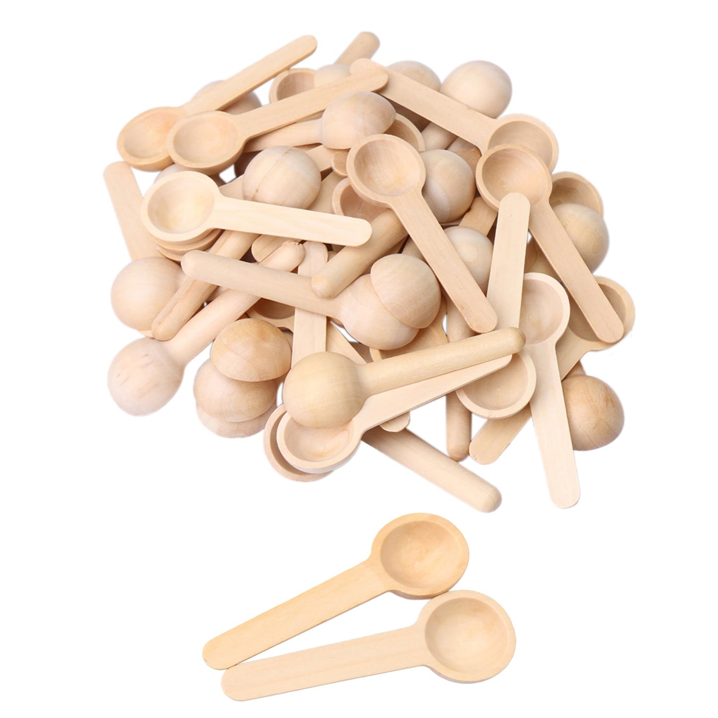RDEXP Small Wooden Salt Spoons for Spice Jars Seasoning Honey Coffee Set of 50