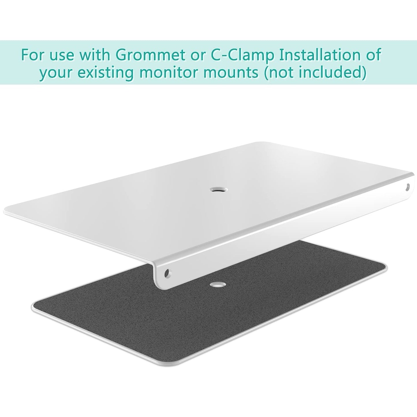WALI Monitor Mount Reinforcement Plate for Thin, Glass, and Other Fragile Table Tops, with Most Monitor Bracket Grommet C Clamp Installation (CGRP-B), Black