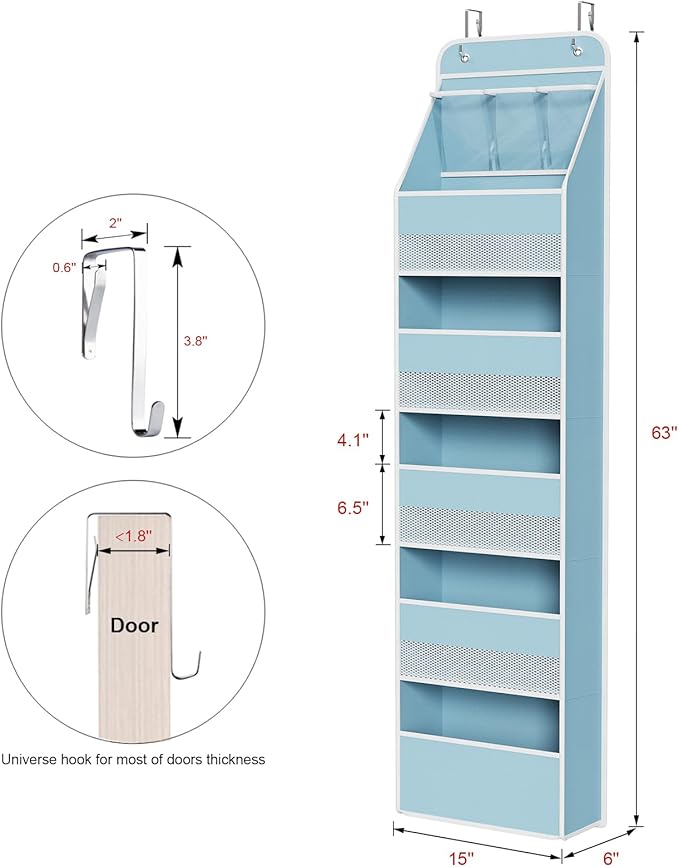 Univivi 6-Shelf Over Door Hanging Organizer Fabric Baby Door Storage