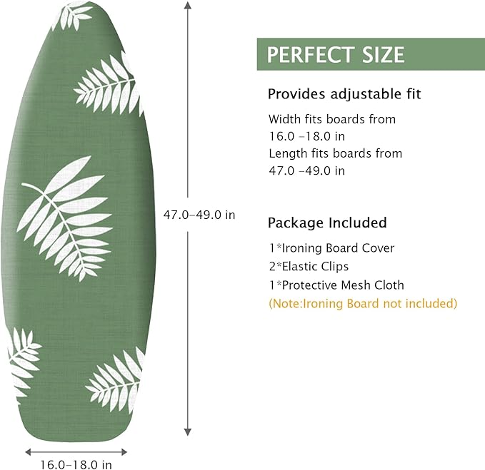 SheeChung Ironing Board Cover and Pad 18“x49”, Thick Scorch Resistant Padding