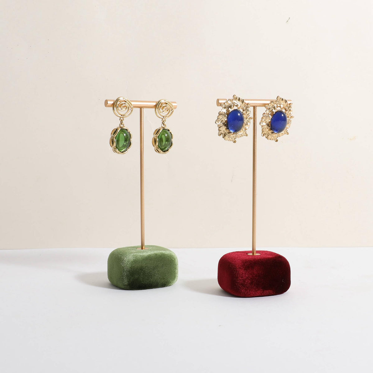 CHISTOR Velvet Earring T Bar Stand Jewelry Display, Earring Display Holder for Selling, Jewelry Storage Organizer【Green】