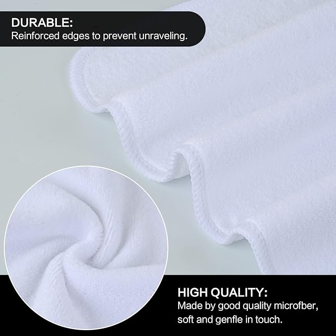 SINLAND Microfiber Facial Cloths Fast Drying Washcloth 12inch x 12inch White 6
