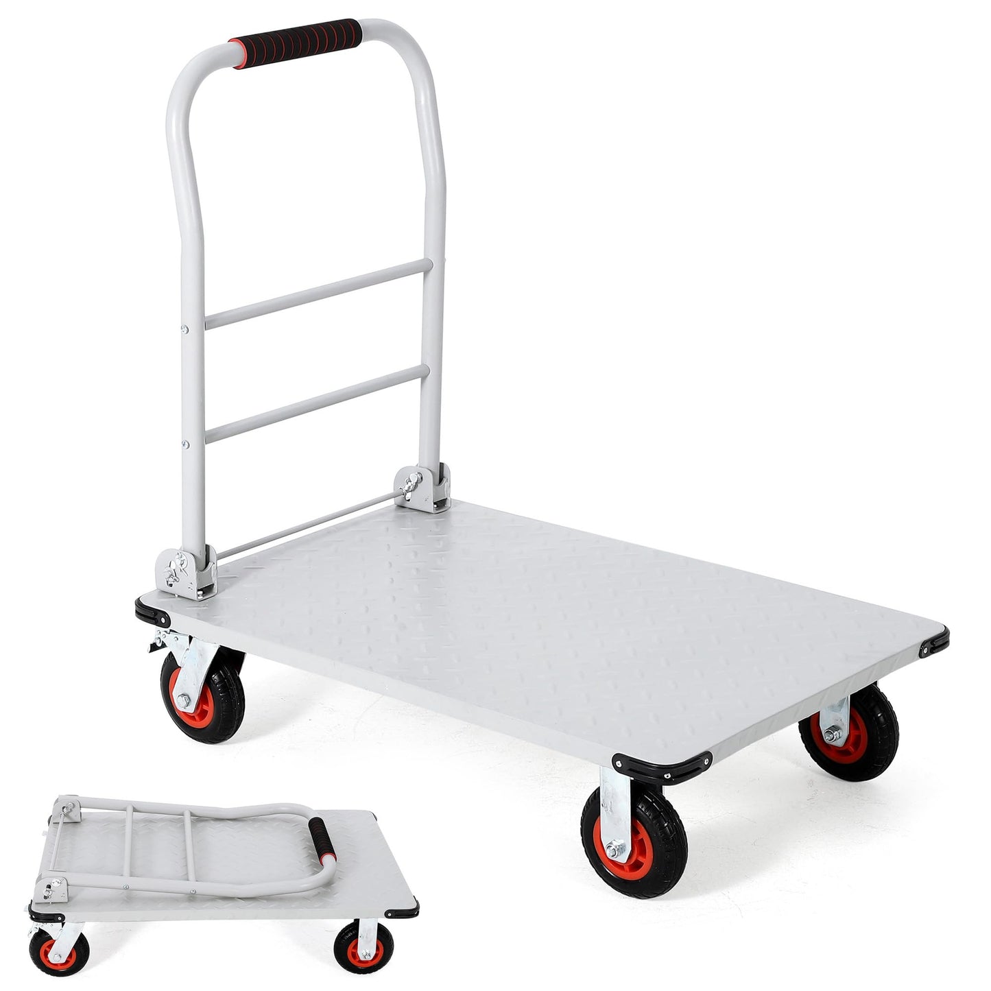 Heavy Duty Platform Truck Cart, 36"X24" Flatbed Cart Folding Hand Trucks, 2000Lbs, 6" Swivel Brake Casters, Foldable Folding Dolly for Warehouse Garage Moving