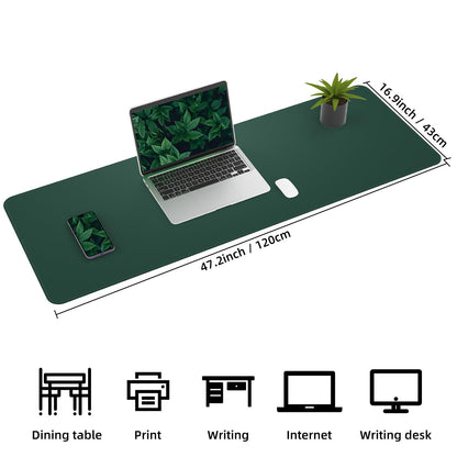 Leather Desk pad Protector, Large Desk mat with Natural Cork & PU Leather,Large Mouse pad, Office Desk Mat,Waterproof Desk Writing Pad for Office and Home (47in*17in, Dark Green)
