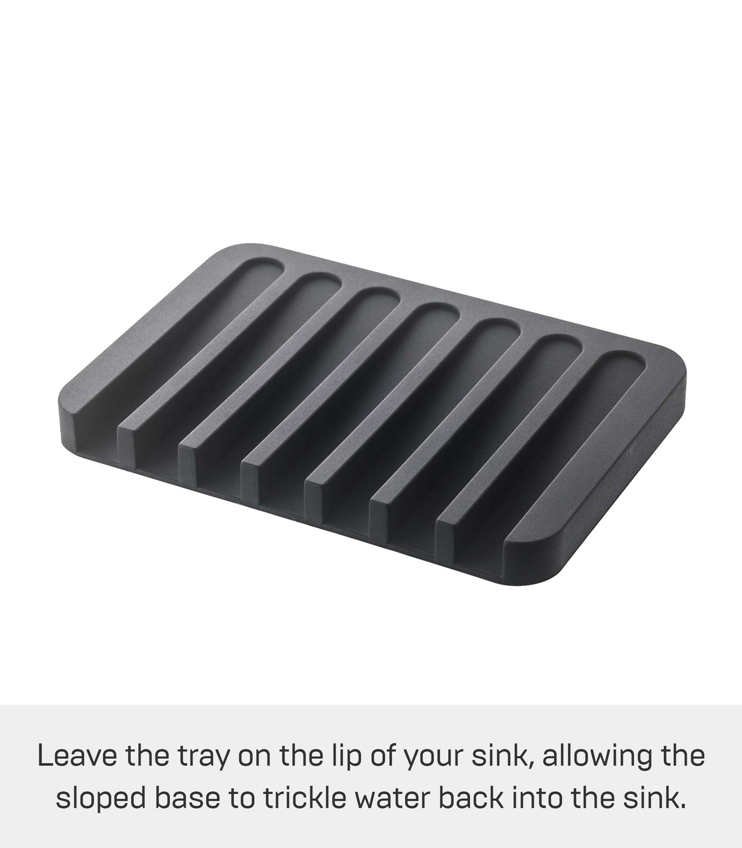YAMAZAKI Home Flow Soap Tray - Silicone Holder Dish for Sink - Silicone