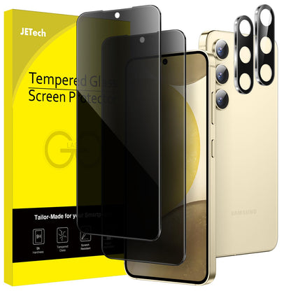 JETech Privacy Screen Protector for Samsung Galaxy S23 5G 6.1-Inch with Camera Lens Protector, Anti-Spy Tempered Glass Film, Fingerprint ID Compatible, 2-Pack Each