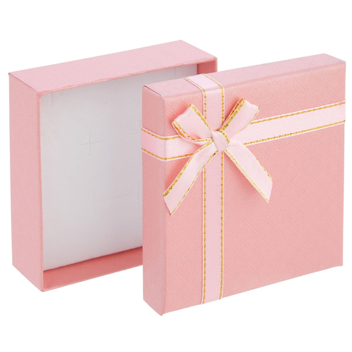 Bright Creations Cardboard Jewelry Gift Box Set - Bulk Gift Boxes with Lids & Ribbon Bows - Packaging for Rings & Necklaces - Earring Case & Bracelet Cases - Pack of 12, 3.5 x 3.5 x 1 in, 4 Colors