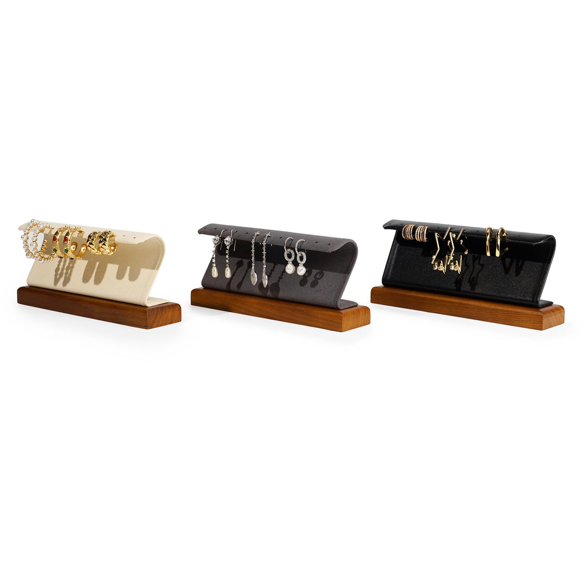 Woodten Solid Wood Jewelry Earrings Display Stand Small Jewelry Display for Long Earrings(Black)