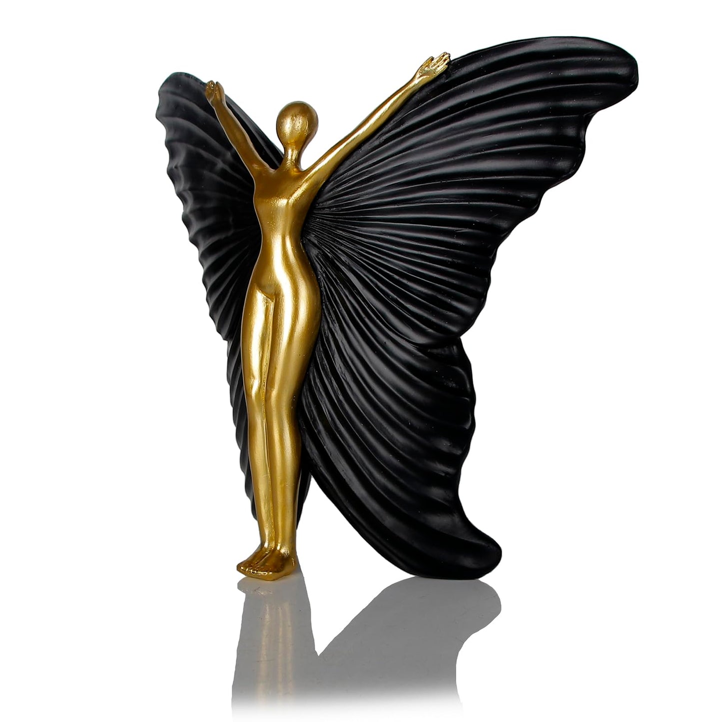 Black Fairy Butterfly Statue Collectible Figurines - Fairy Butterfly Art Sculptures Abstract Modern Home Decor Accents - Resin Black Fairy Statues Gifts for Office Desktop Shelf Cabinets Coffee Table