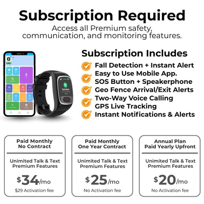 Seculife Smartwatch: Medical Alert Bracelet with GPS Tracker, Fall Detection Smart Watch, 2 Way Calling, SOS Button, Medical Watch, Emergency Device for Seniors, Life Alert System, Elderly Monitoring