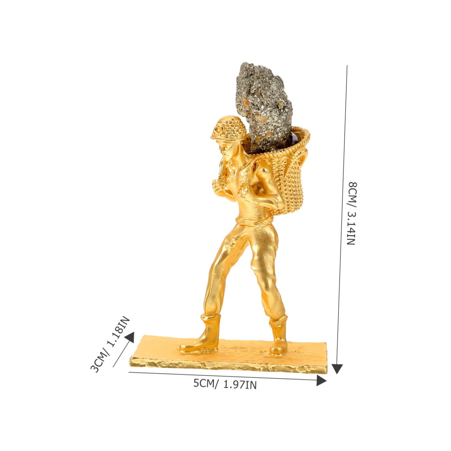 Cabilock Mineral Stone Miner Figurine with Basket Unique Irregular Ore Decoration for Home Office and Desk Natural Style Mineral Adornment for Creative Home Decor