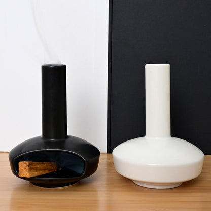 Tnstbiee Cute Modern Palo Santo Holder, Handcrafted Mid-Century Ceramic Burner for Stick and Incense Cone, Decorative holder with Chimney Design for Yoga & Meditation Spaces, Ideal Gift for Home Decor