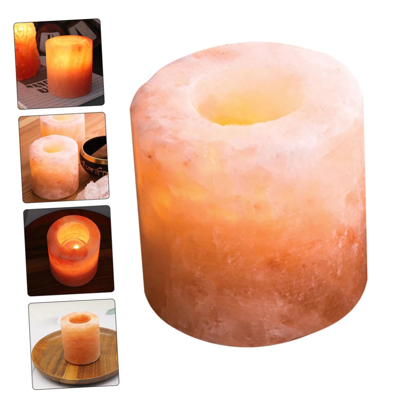 JECOMPRIS Himalayan Salt Candle Holder Elegant Table Centerpiece for for Home Decoration and Cozy Ambiance