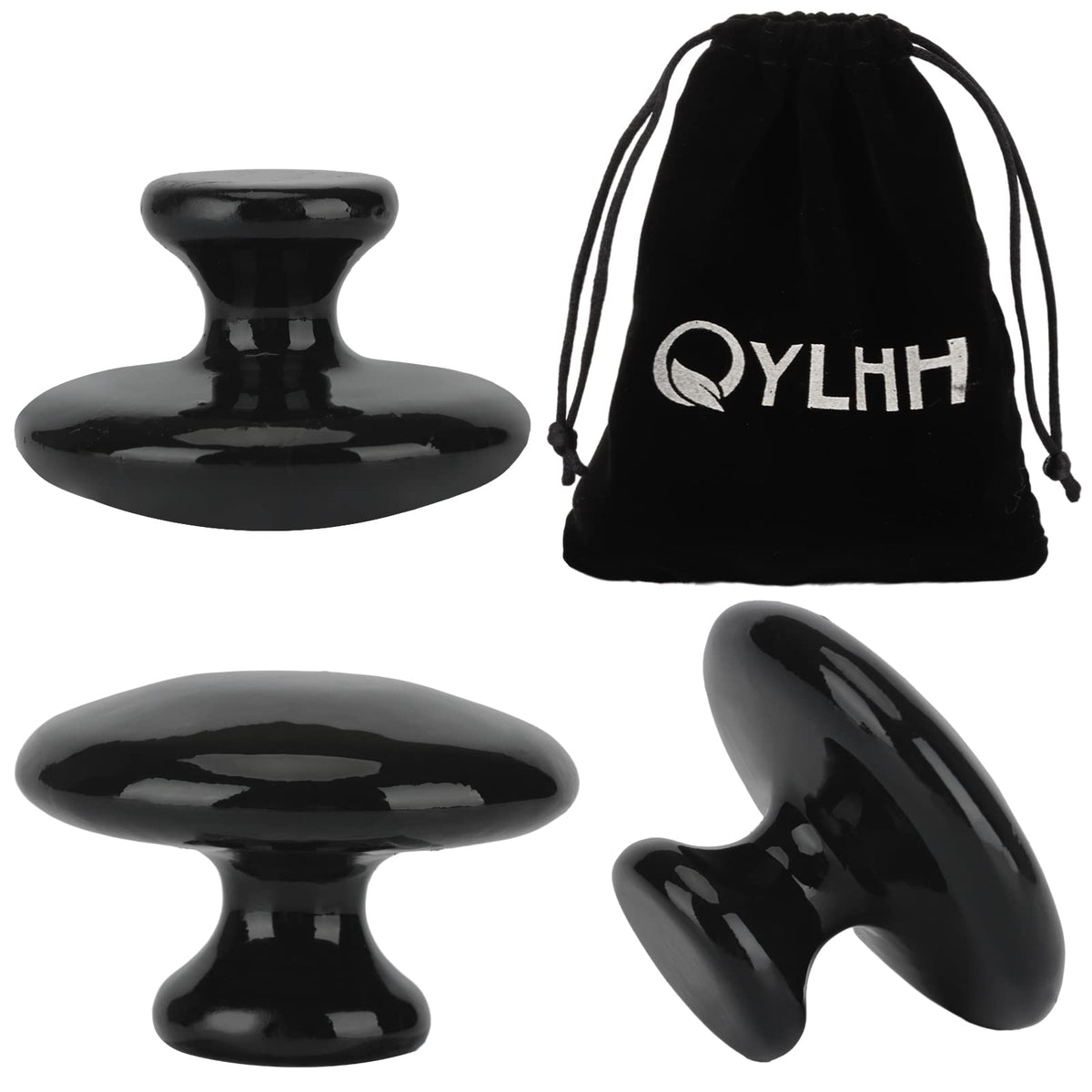 QYLHH 4 Pcs Mushroom Hot Massage Stones Set Natural Bian Warm Rocks Kit for Facial SPA5.5x3.5cm